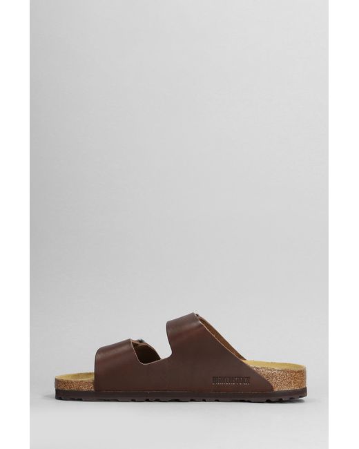Birkenstock Brown Arizona Flats In Leather Color Leather for men