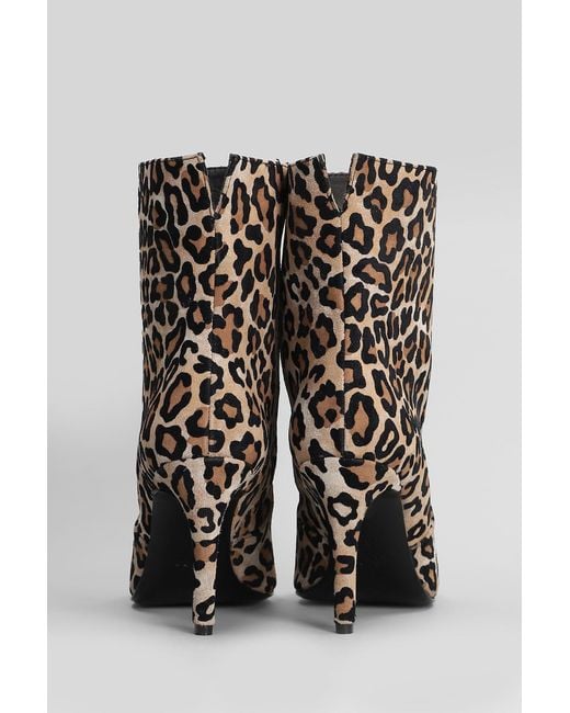 Via Roma 15 Brown High Heels Ankle Boots In Animalier Suede