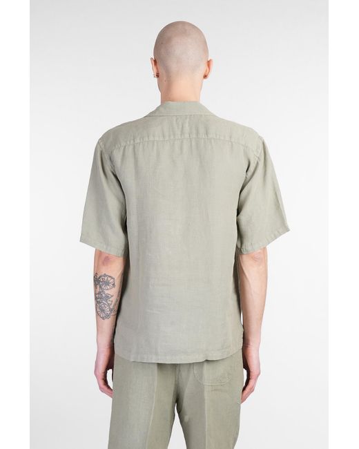 Camicia in lino Verde di 120 in Multicolor da Uomo