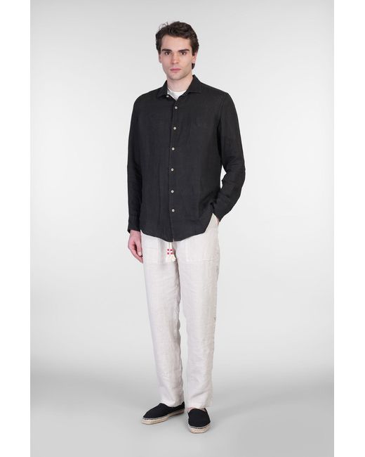 Camicia Pamplona in lino Nero di Mc2 Saint Barth in Black da Uomo