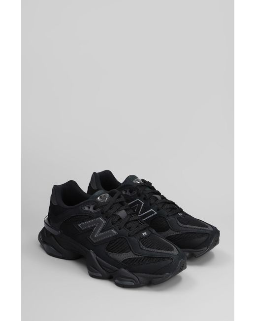 New Balance 9060 Sneakers In Black Leather And Fabric