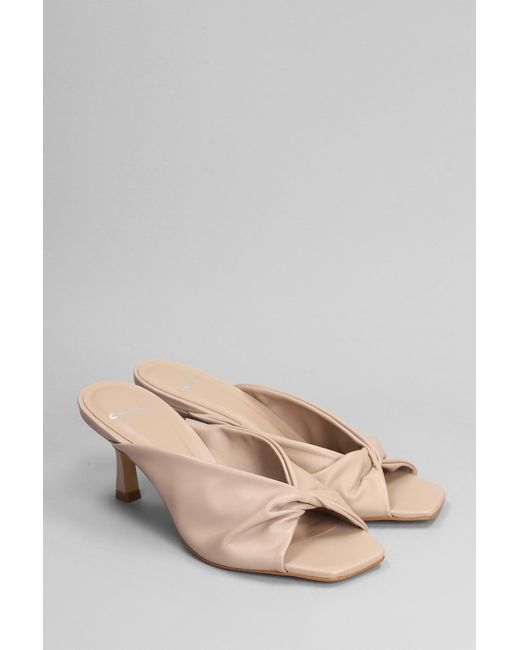 Carrano Pink Slipper-mule In Taupe Leather