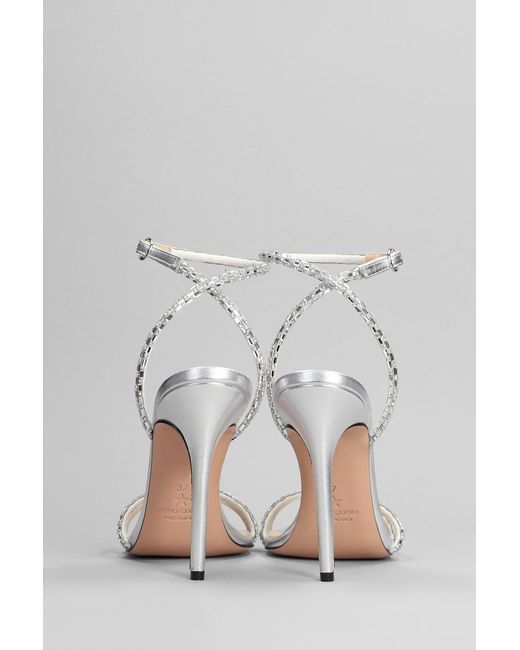 Marc Ellis White Azha Sandals In Silver Leather