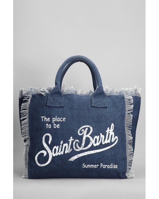 Tote Vanity in Cotone Blu di Mc2 Saint Barth in Blue