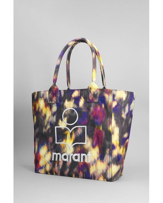 Isabel Marant Blue Small Yenky Tote In Multicolor Cotton