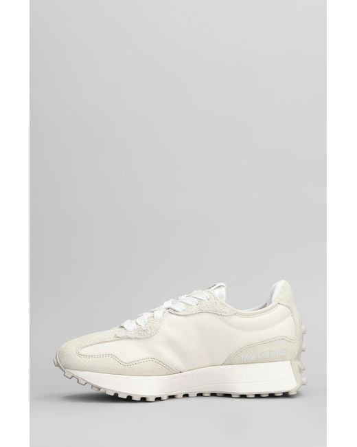 Sneakers 327 in Camoscio e Tessuto Beige di New Balance in White