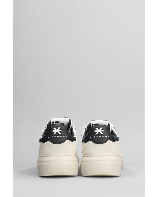 John Richmond Sneakers In White Suede And Leather