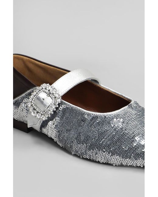 Ballerine Ballerina Buckle in Pelle Argento di Wales Bonner in Gray