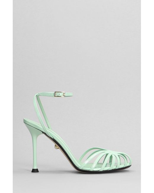 ALEVI Metallic Ally 095 Sandals In Green Patent Leather