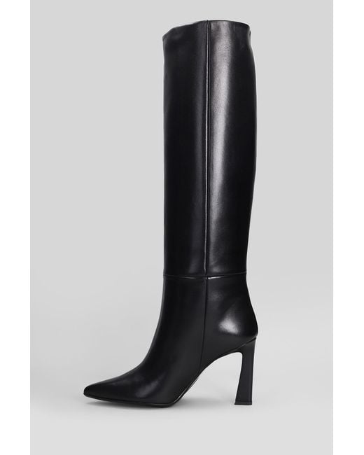 Anna F. High Heels Boots In Black Leather
