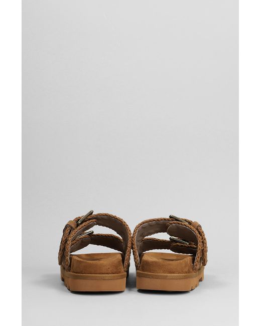 Mou Brown Low Bio Sandal Slipper-mule In Leather Color Suede