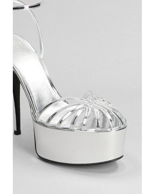 ALEVI White Clio 90 Sandals In Silver Leather