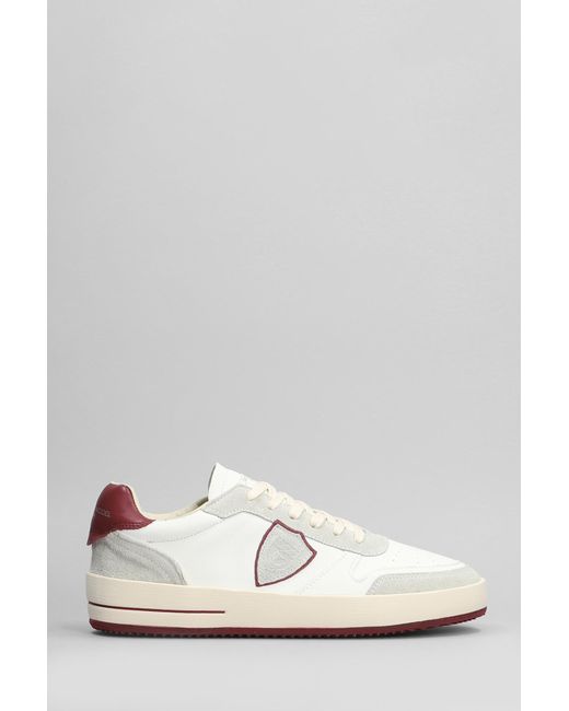 Sneakers Nice Low in pelle e camoscio Bianco di Philippe Model in White da Uomo