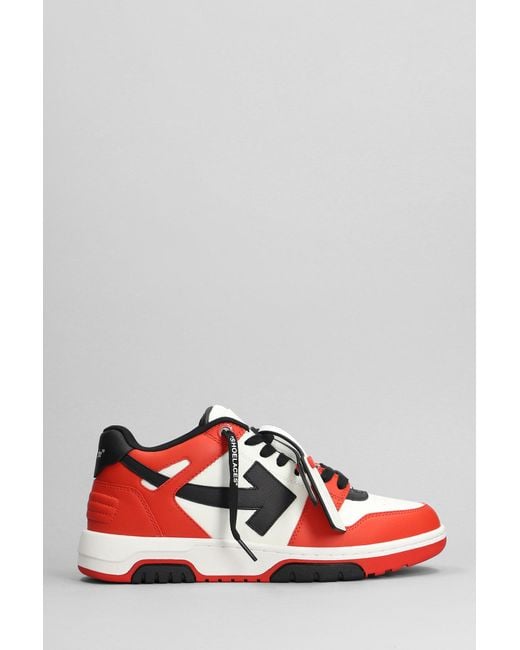 Off-White c/o Virgil Abloh Out Of Office Sneakers In Red Leather for men
