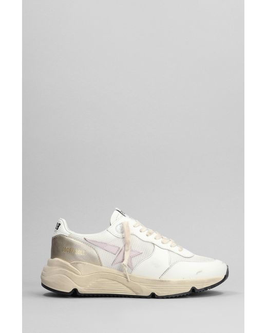 Golden Goose Deluxe Brand Running Sneakers In White Leather And Fabric