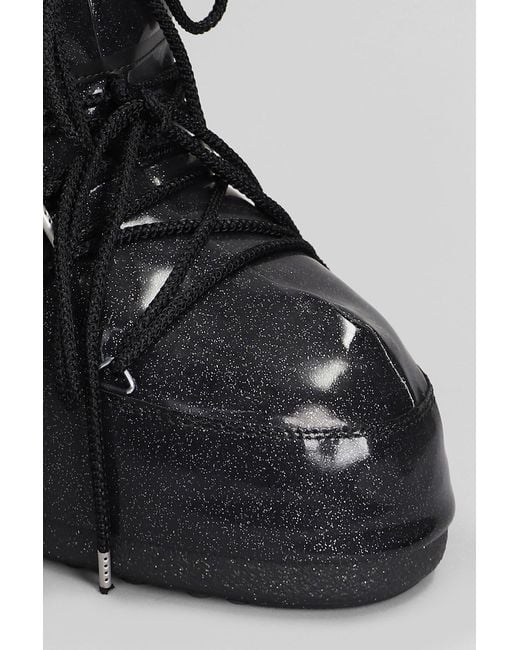 Moon Boot Black Icon Glitter Low Boots