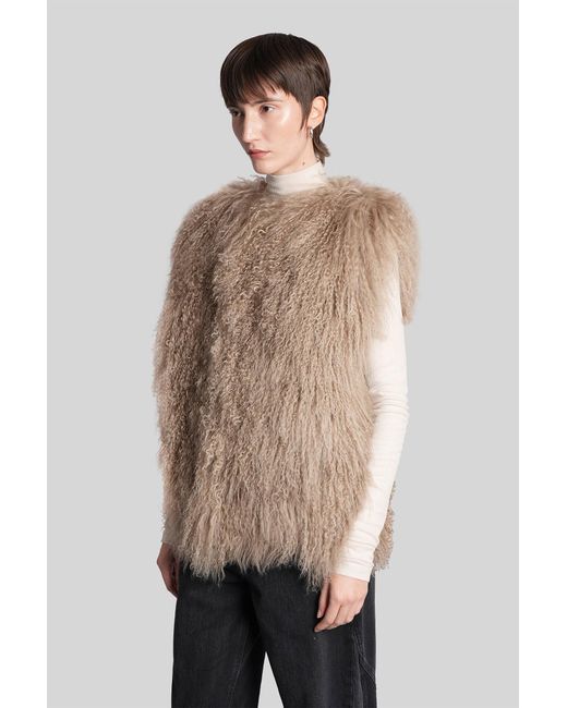 Halfboy Natural Fur & Shearling In Beige Polyester