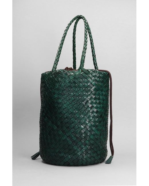 Dragon Diffusion Jacky Bucket Hand Bag In Green Leather