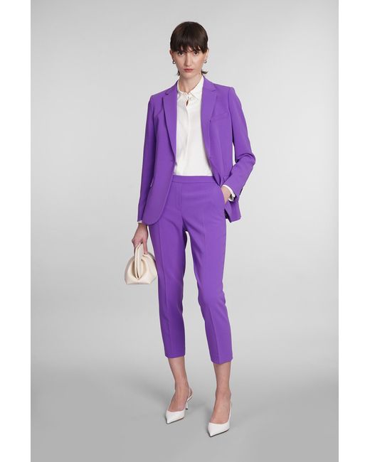 Pantalone in Triacetato Viola di Theory in Purple