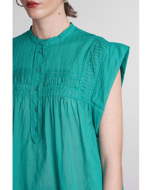 Isabel Marant Leaza Blouse In Green Cotton