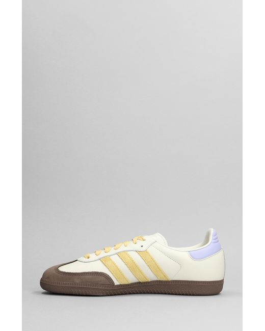 Adidas Gray Samba Og Sneakers In Beige Suede And Leather