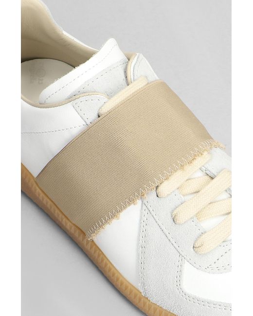 Maison Margiela Replica Sneakers In White Suede And Leather