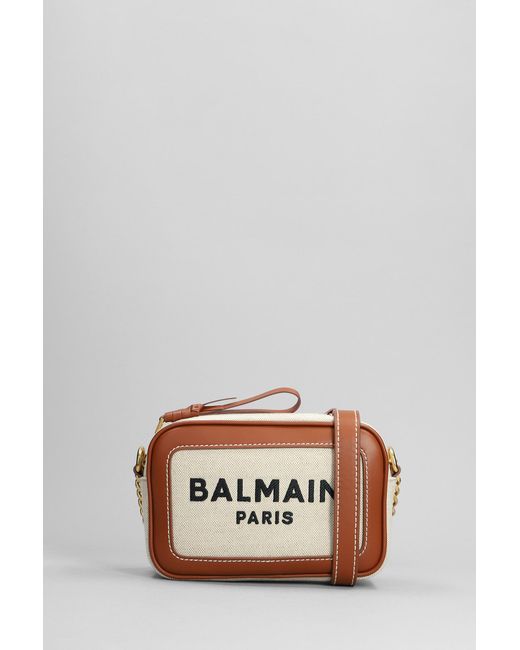 Balmain Natural B Army Shoulder Bag In Cotton