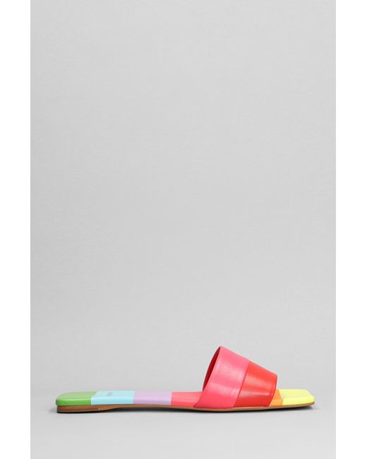 Carrano Pink Flats In Multicolor Leather