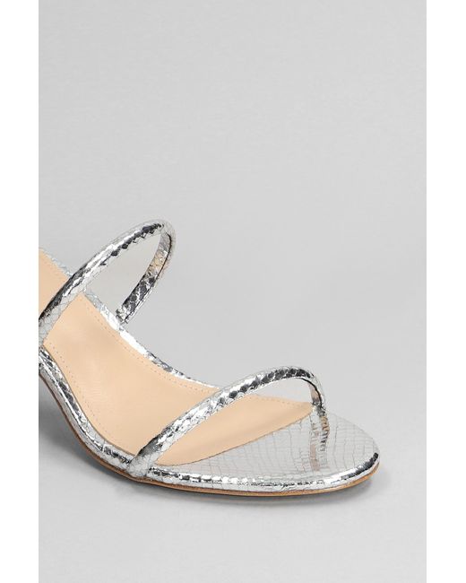 Lola Cruz White Greta 65 Sandals In Silver Leather