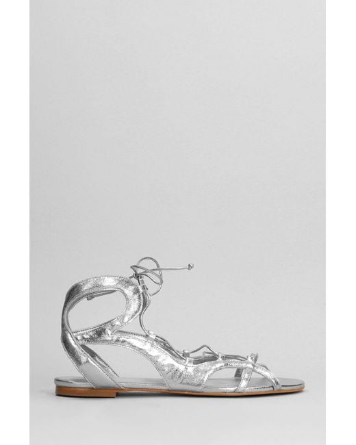 Sandali flats in Pelle Argento di Carrano in White