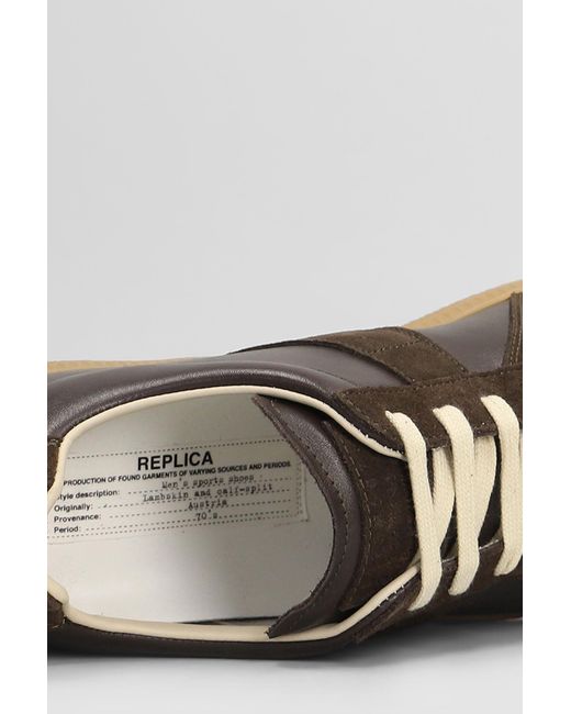 Sneakers Replica in pelle e camoscio Marrone di Maison Margiela in Brown da Uomo