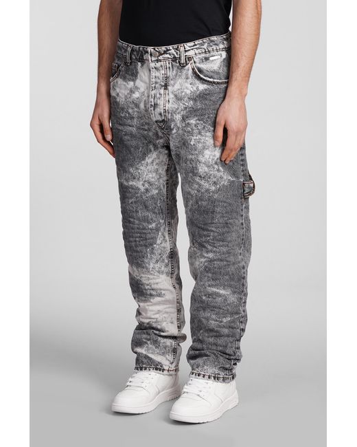 State of Order Gray Fat Jeans In Grey Cotton for men