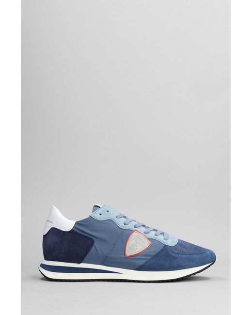 Philippe Model Trpx Sneakers In Blue Suede And Fabric for Men | Lyst