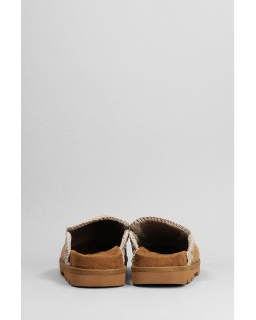 Mou Brown Low Bio Sabot Slipper-mule In Leather Color Suede