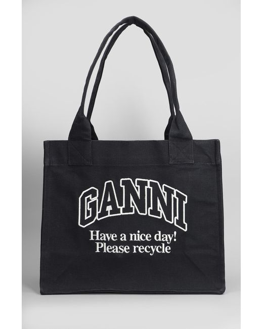 Tote in Cotone Nero di Ganni in Black