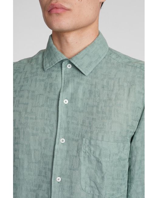 Camicia Bowles in Cotone Verde di Massimo Alba in Green da Uomo