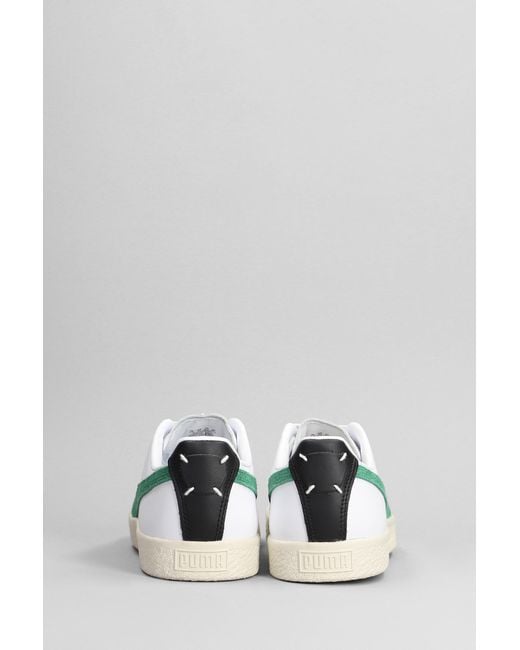 PUMA Green Clyde Base L Sneakers In White Leather for men