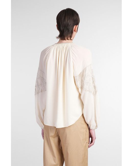 Blusa Oris in Seta Beige di Isabel Marant in White