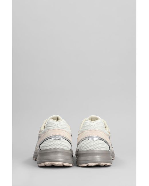 Asics White Jog 100s Sneakers In Beige Leather And Fabric