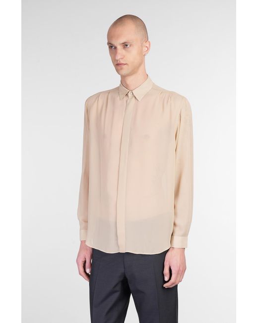 Camicia in Seta Beige di Lardini in Natural da Uomo