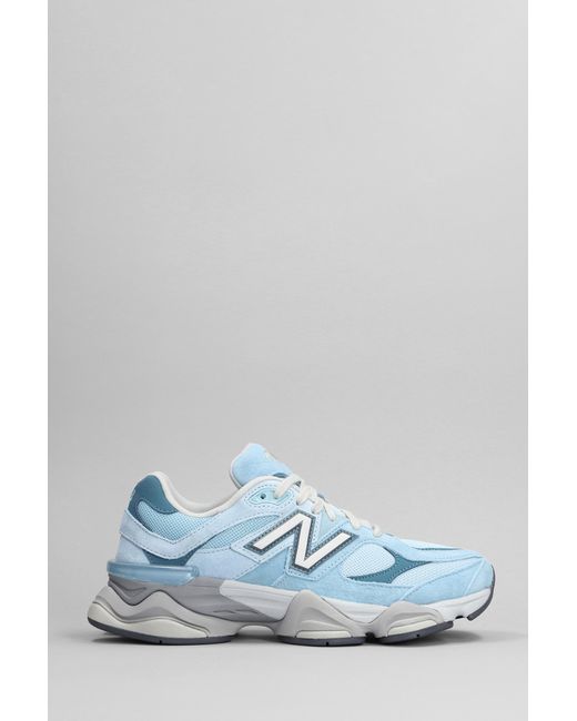 New Balance Blue 9060 Sneakers In Cyan Suede And Fabric