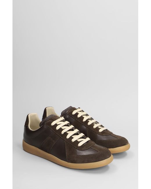 Sneakers Replica in pelle e camoscio Marrone di Maison Margiela in Brown da Uomo