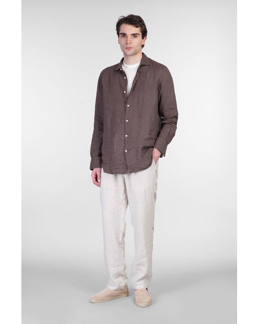 Pantalone Calais in lino Taupe di Mc2 Saint Barth in White da Uomo