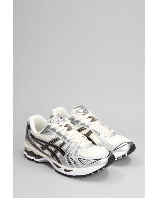 Asics White Gel-kayano 14 Sneakers In Beige Leather And Fabric