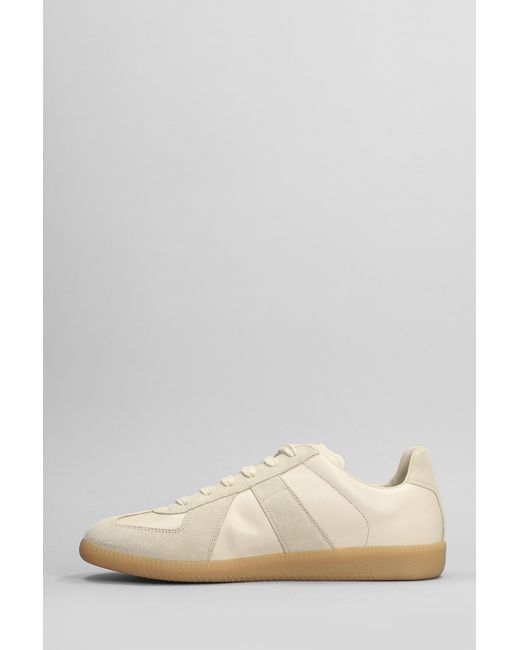 Maison Margiela Natural Replica Sneakers In Beige Suede And Leather for men