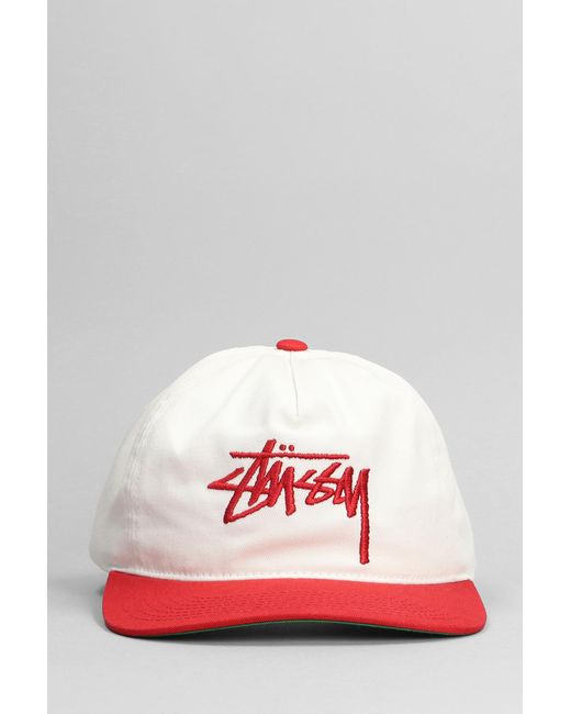 Stussy Red Hats In White Cotton for men