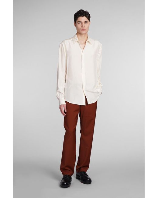 Barena White Maridola Shirt In Beige Silk for men