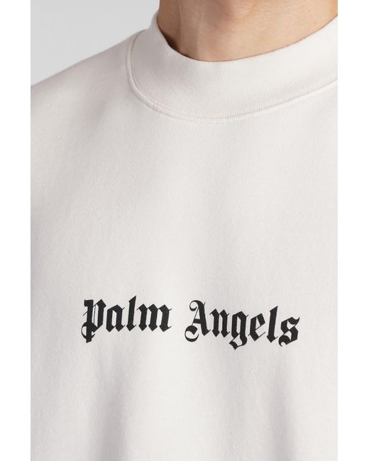 Palm Angels White Sweatshirt In Beige Cotton for men