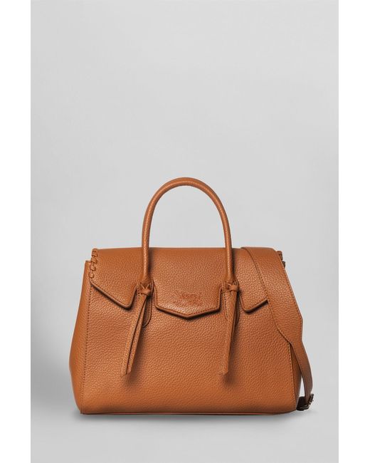 Secret Pon-pon Brown Laya Medium Shoulder Bag In Leather Color Leather