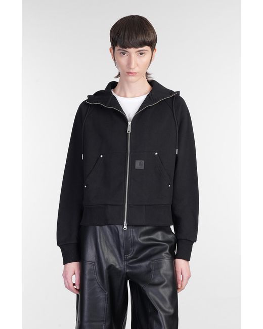 Felpa Hooded Eldon Jacket in Cotone Nero di Carhartt in Blue